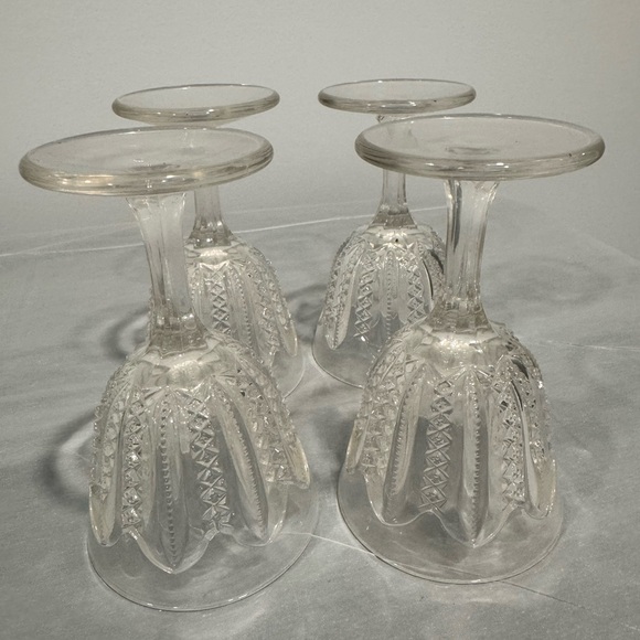 Vintage Pressed Glass Cordial Glasses Set | Bar Cart Decor - Picture 4 of 5